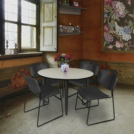 REGENCY Kahlo Round Table & Chair Sets, 48 W, 48 L, 29 H, Wood, Metal, Polypropylene Top, Maple TPL48RNDPLBK44BK